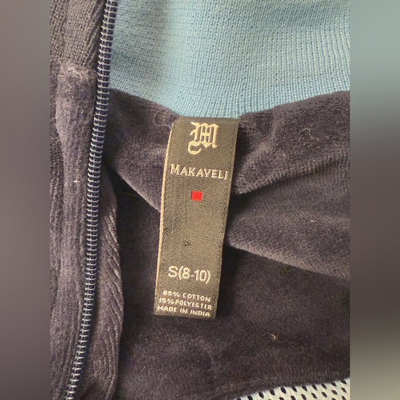 Tupac Malachi Rare Zip Up Velour Style Sweater S Y2K VTG Blue - Picture 7 of 12